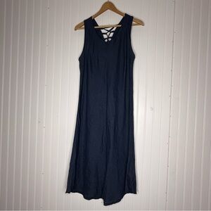 Saga Made in Italy Lagenlook Linen Midi Dress with Tie Back Detail